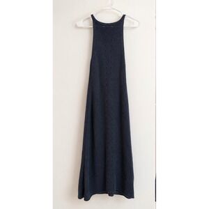 Beulah Style Navy Blue Knit Maxi Dress High Neck Sleeveless Large